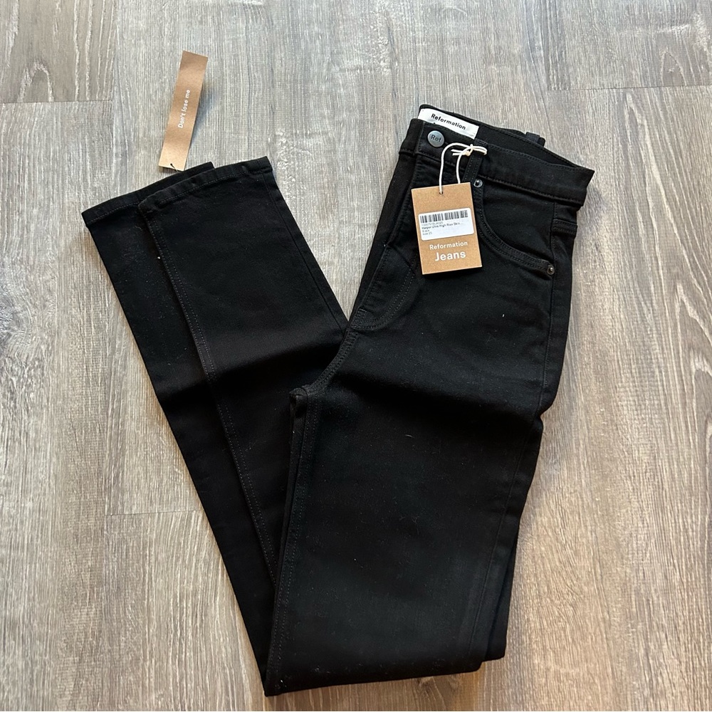 NWT Reformation Harper Ultra High Res Skinny Jeans Black